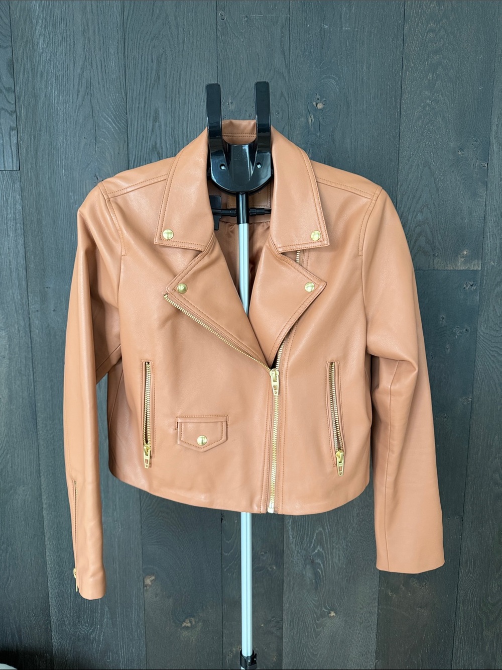 Blank NYC Leather Moto Jacket in Camel